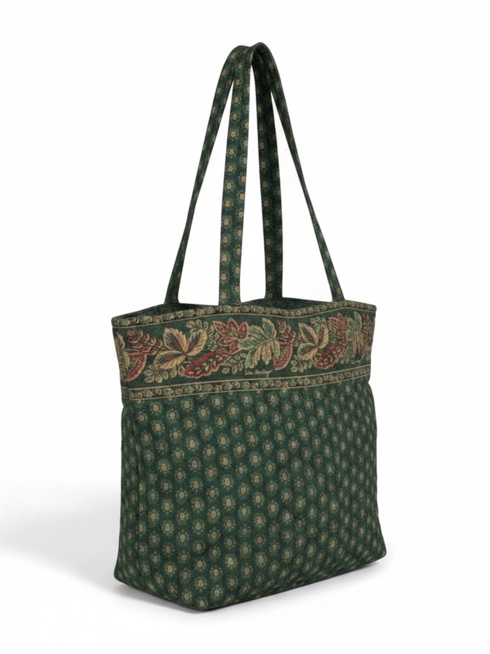 Vera Bradley Rare Retired Vintage Green Quilted Tote